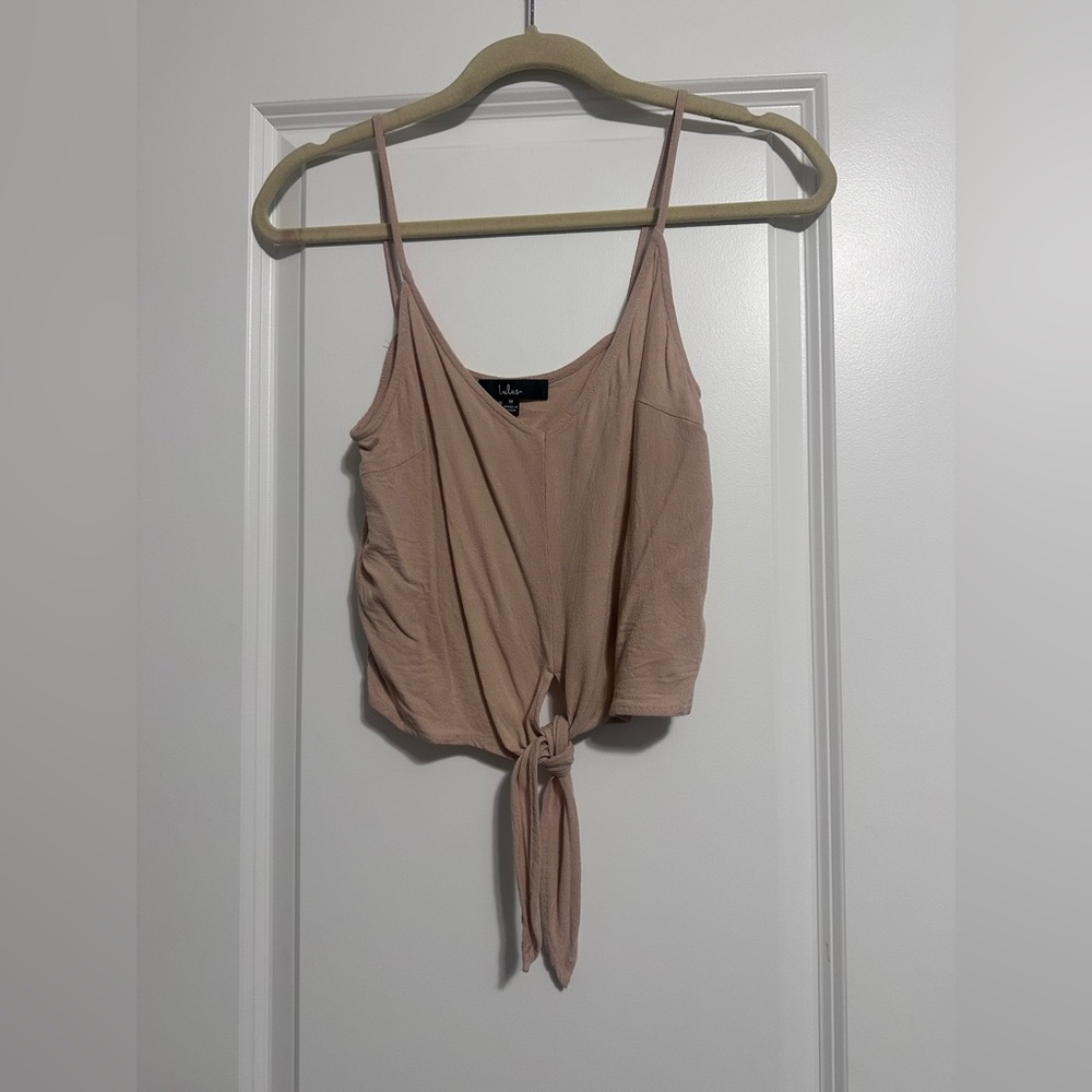 Lulu's Blush Tie-Front Spaghetti Strap Camisole